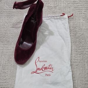 Christian Louboutin Deep Red Velvet Heel ONLY ONE